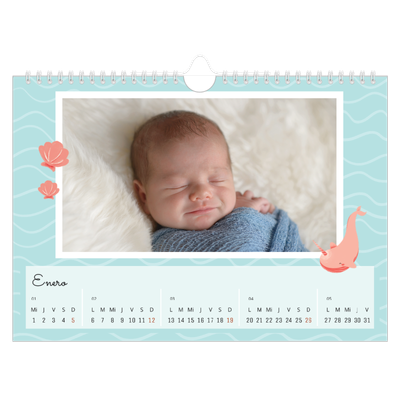 Calendario A4 horizontal — Animalitos [Enero]