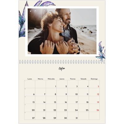Calendario personalizado doble A4 — Flores pintadas [Enero]