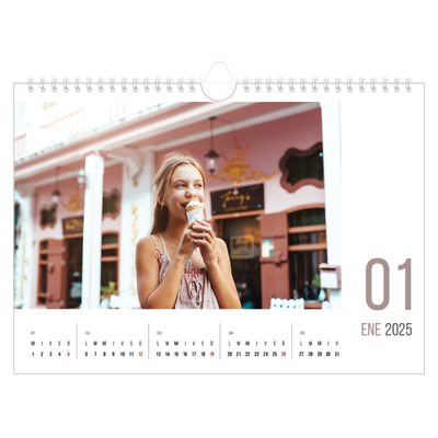Calendario A4 horizontal — Meses numerados [Enero]