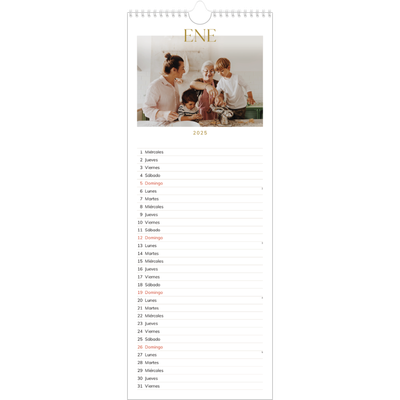 Calendario de cocina  — Texto dorado grande [Enero]