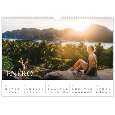 Calendario A3 horizontal — Serif sencillo [Enero]